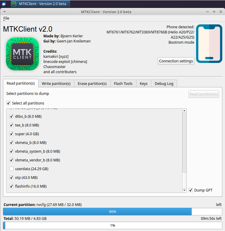 MTK GUI Backup Interface